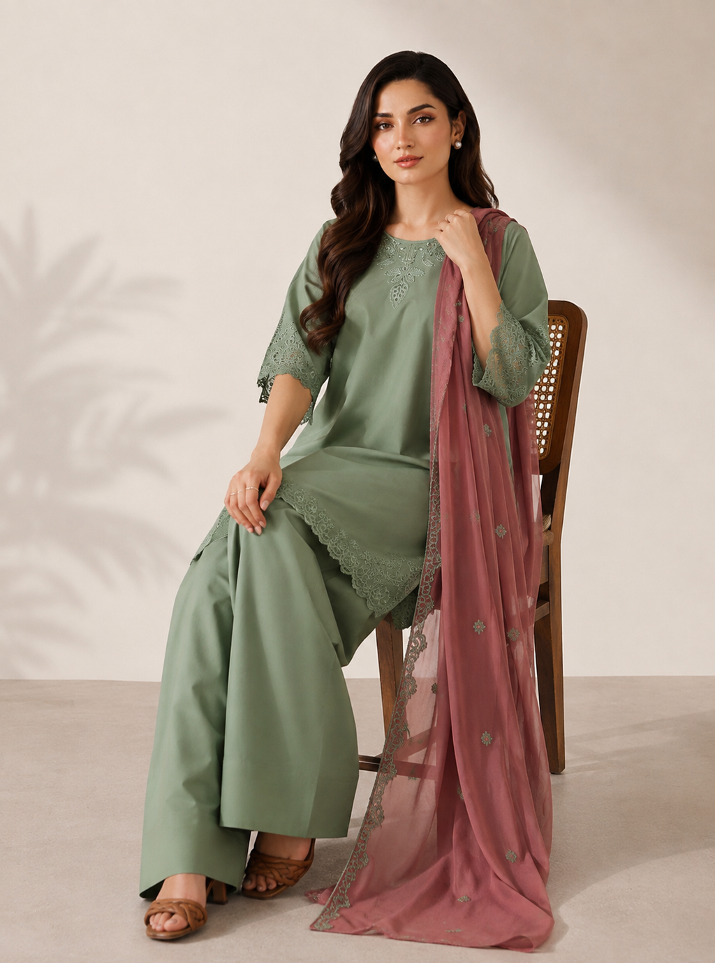 Ivory 3PC Summer Embroidered Dress