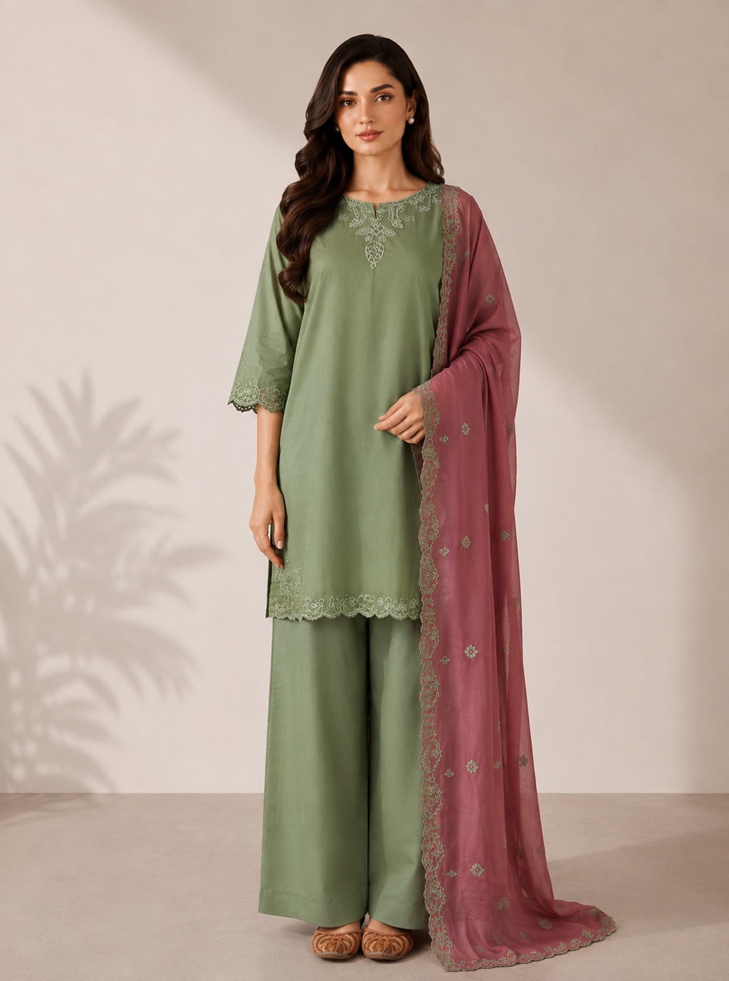 Ivory 3PC Summer Embroidered Dress