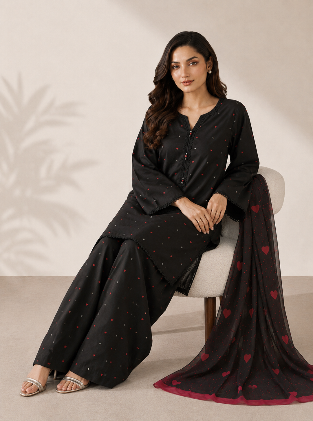 Noir 3PC Summer Embroidered Dress