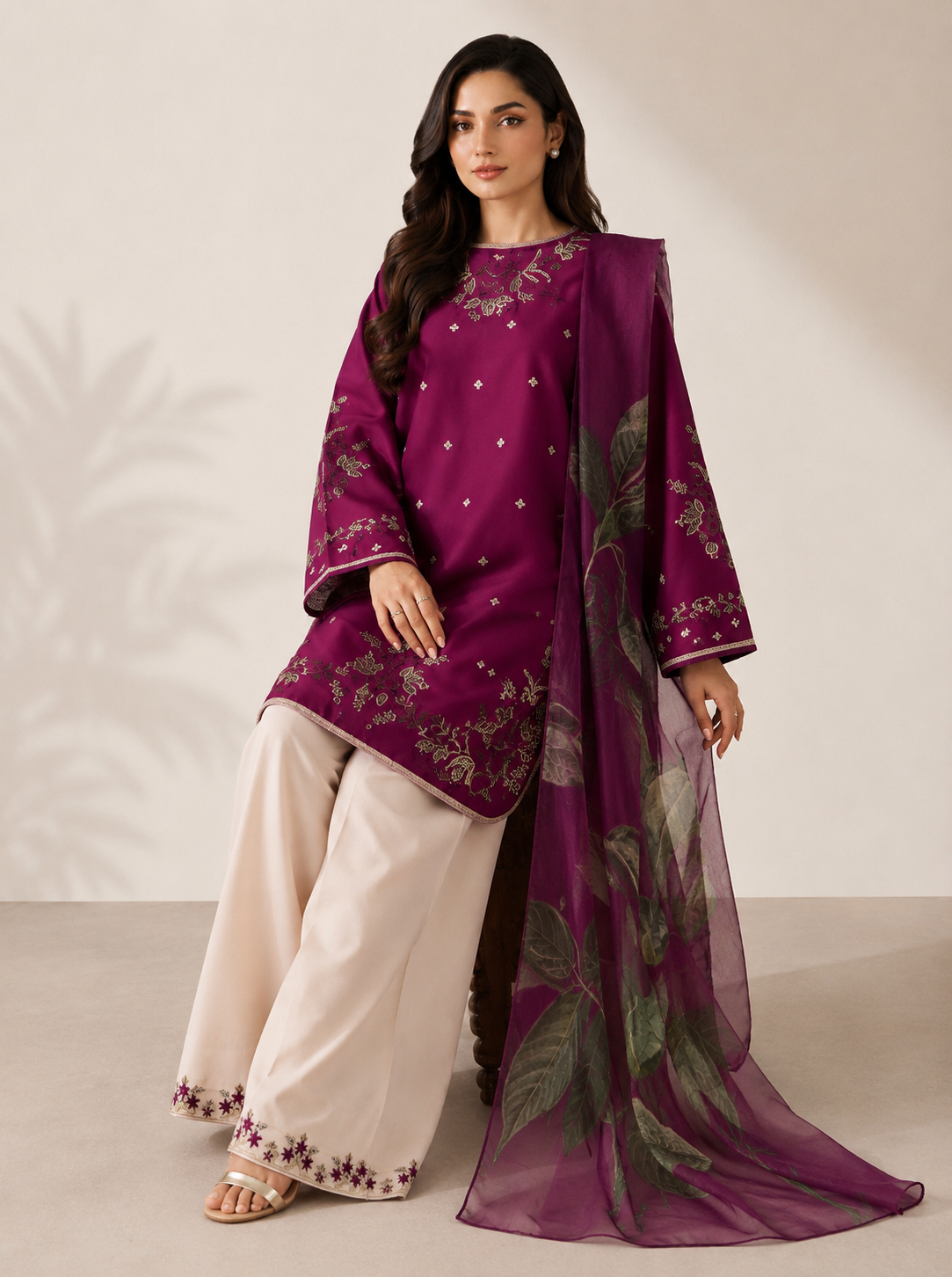 Violet 3PC Summer Embroidered Dress