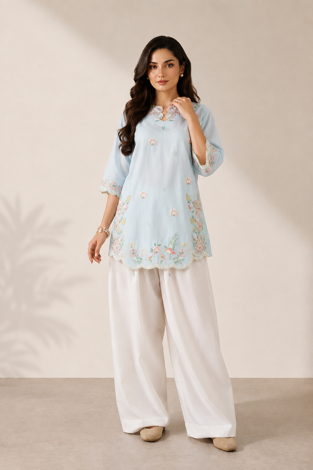 Canvas 2PC Summer Embroidered Dress