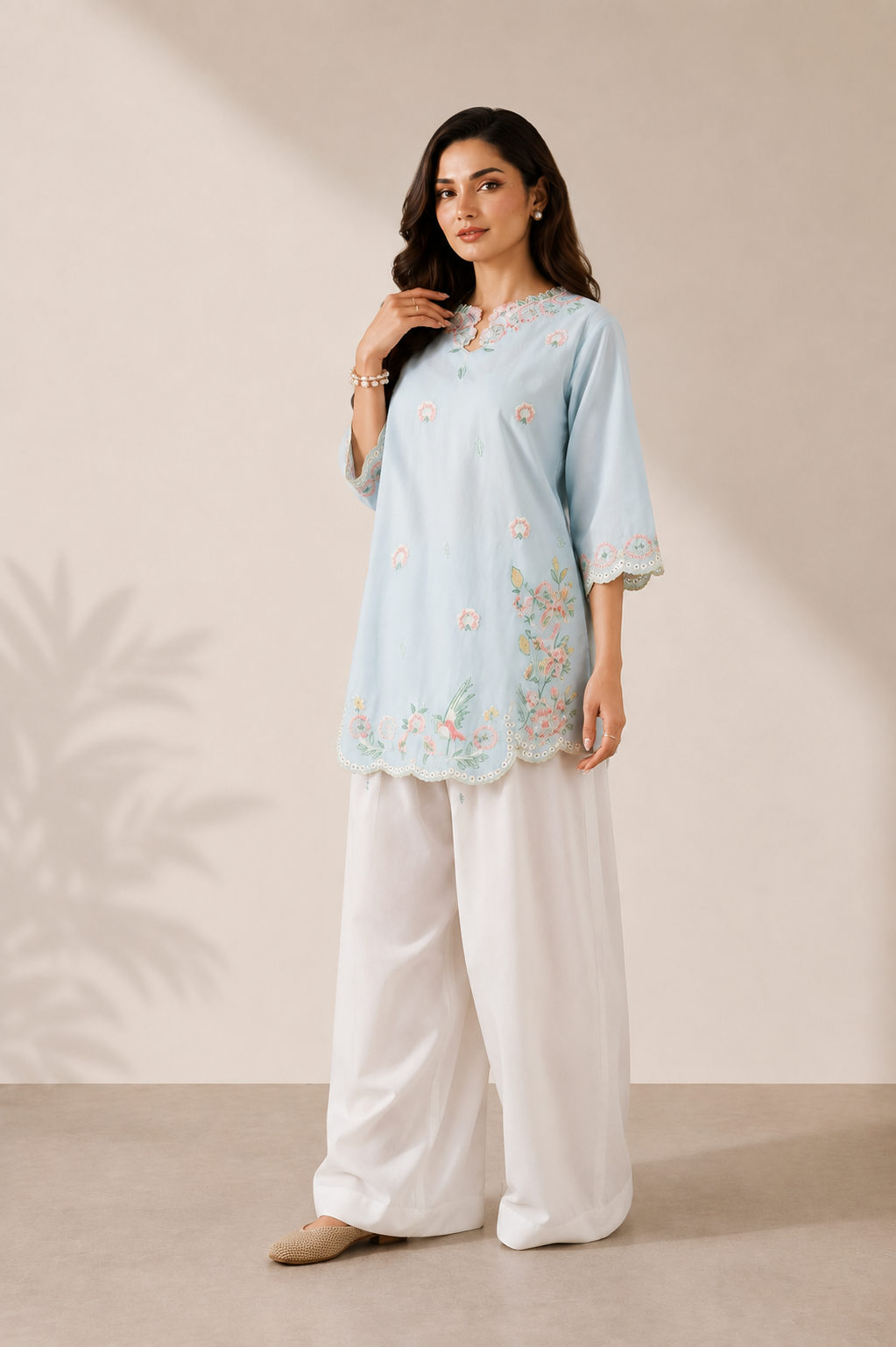 Canvas 2PC Summer Embroidered Dress