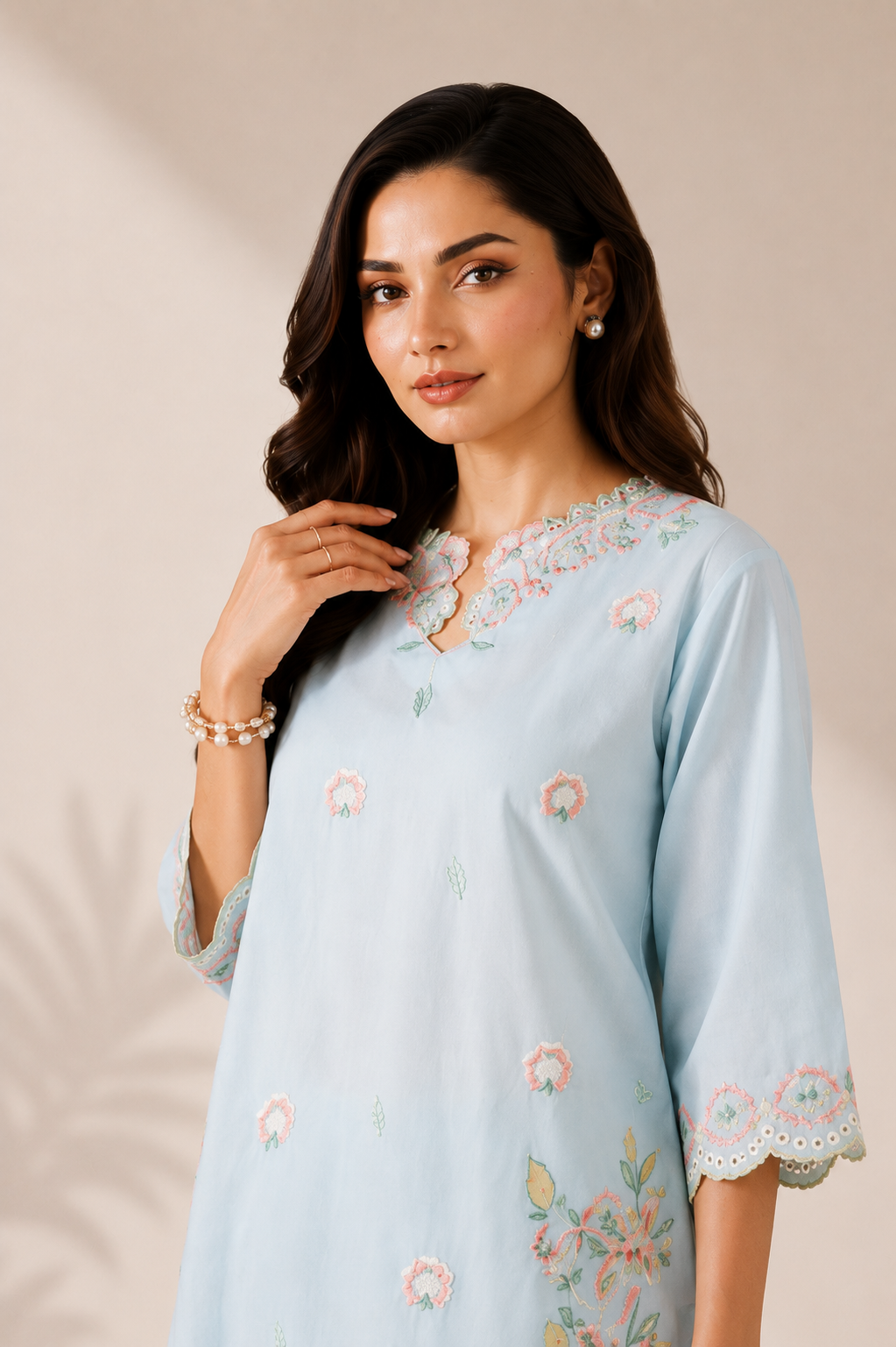 Canvas 2PC Summer Embroidered Dress