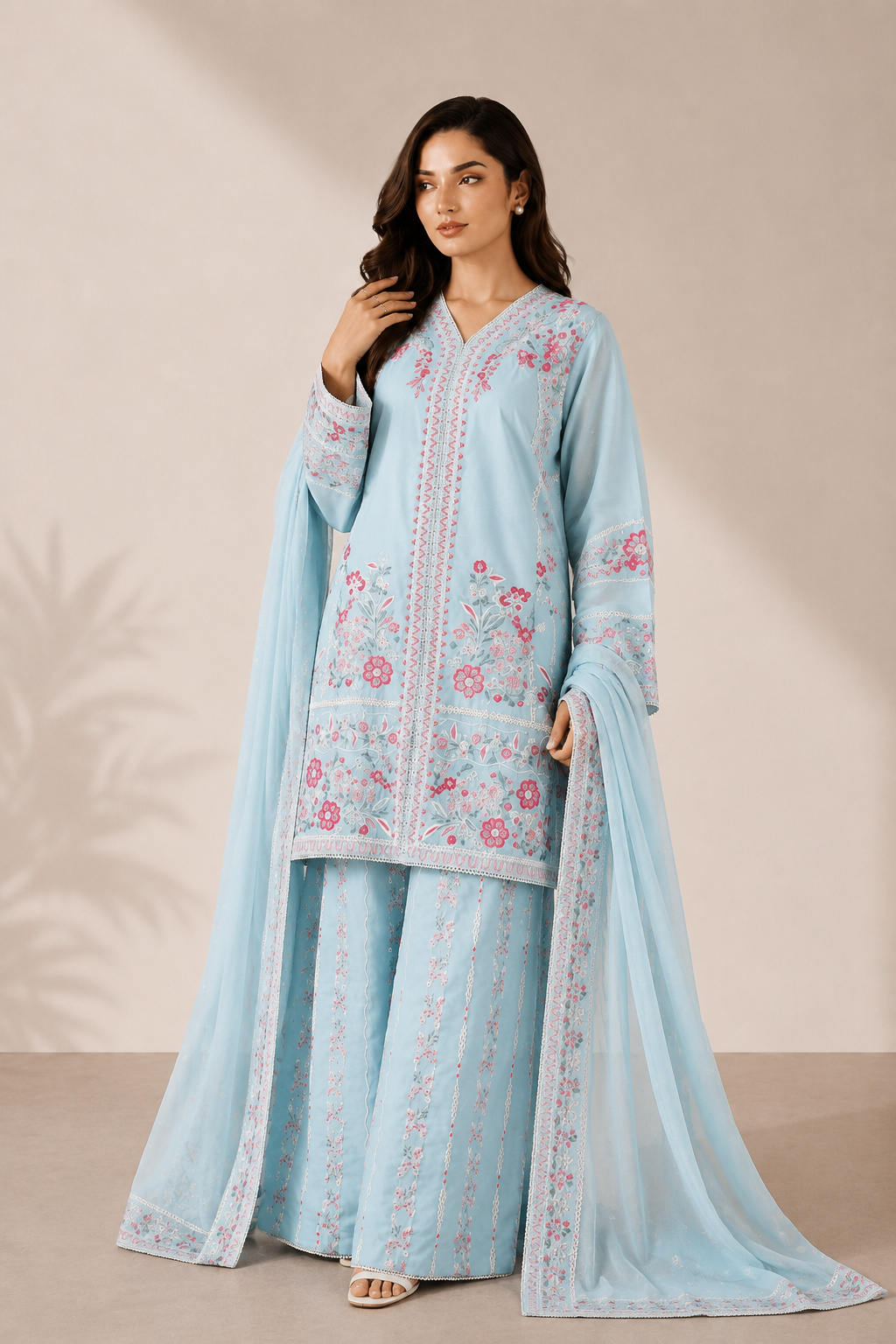 Amriha 3PC Summer Embroidered Dress