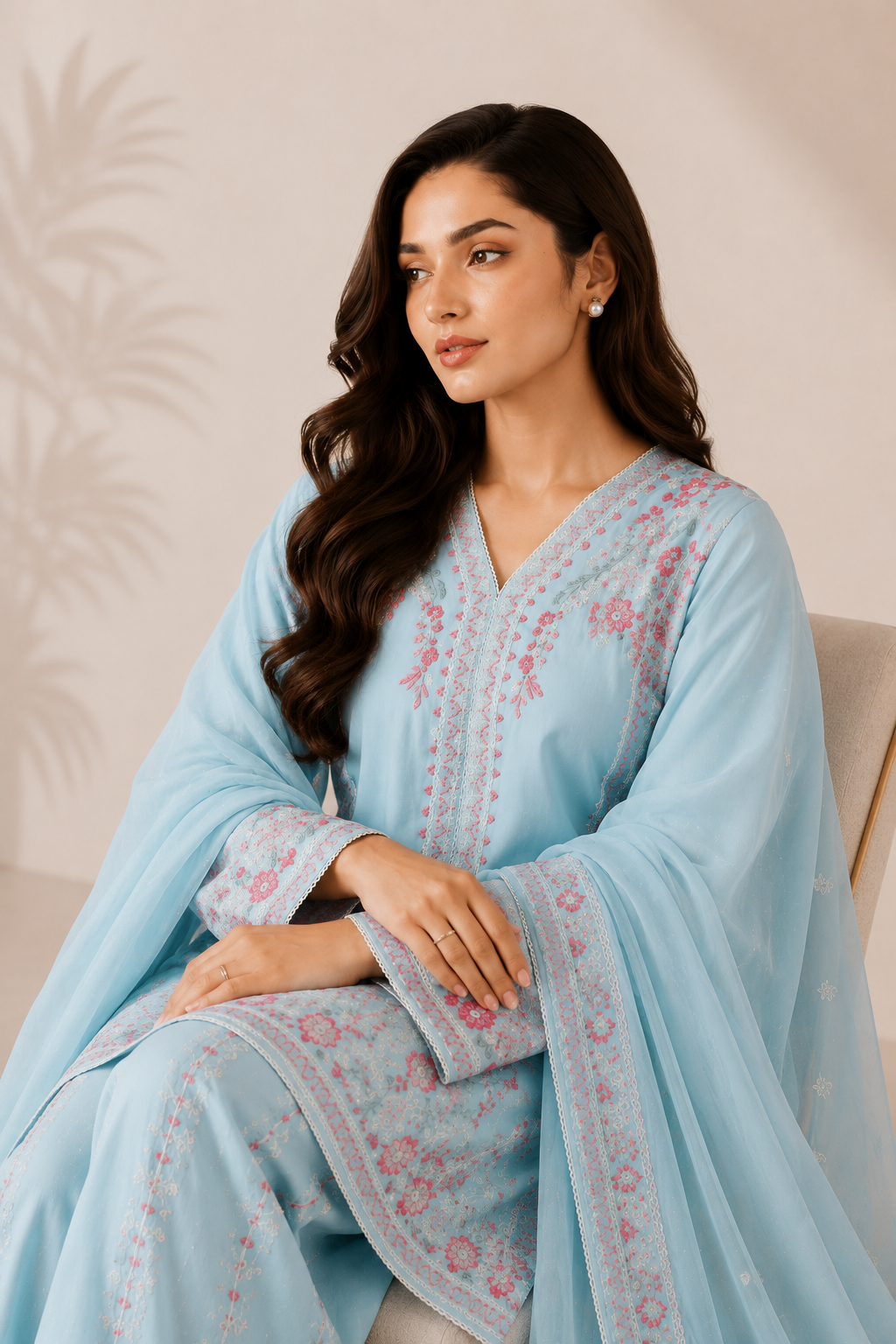 Amriha 3PC Summer Embroidered Dress