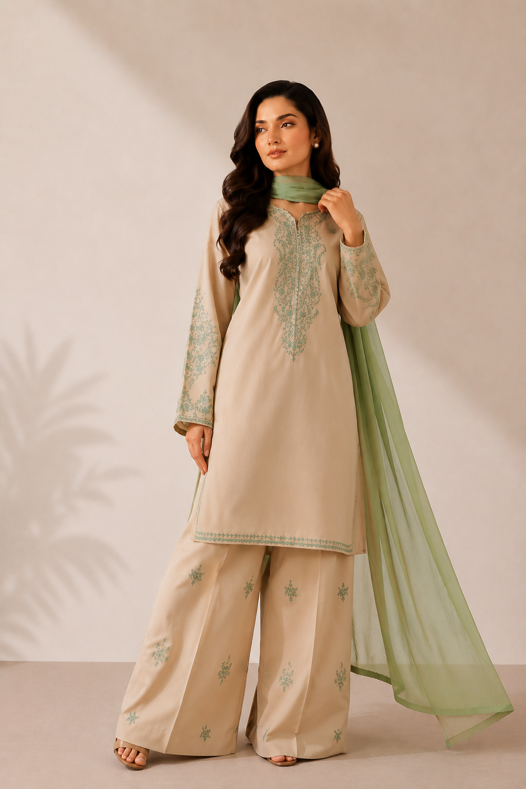 Azure 3PC Summer Embroidered Dress