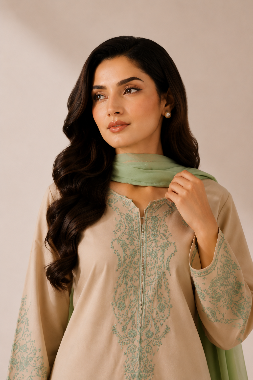 Azure 3PC Summer Embroidered Dress