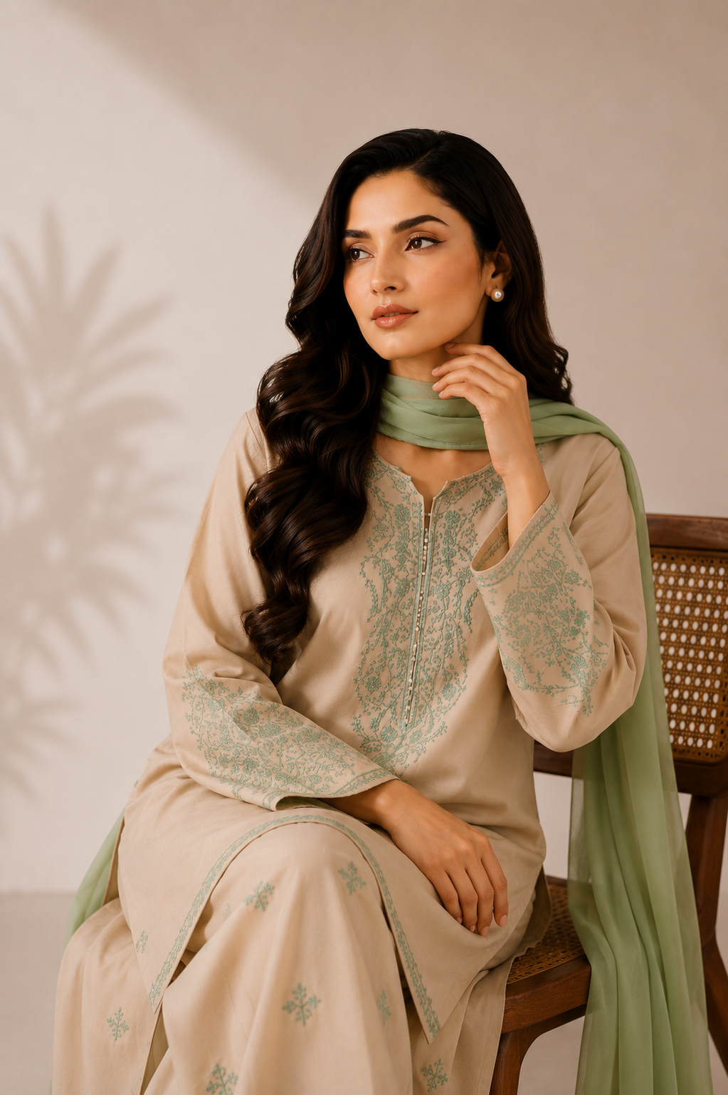 Azure 3PC Summer Embroidered Dress