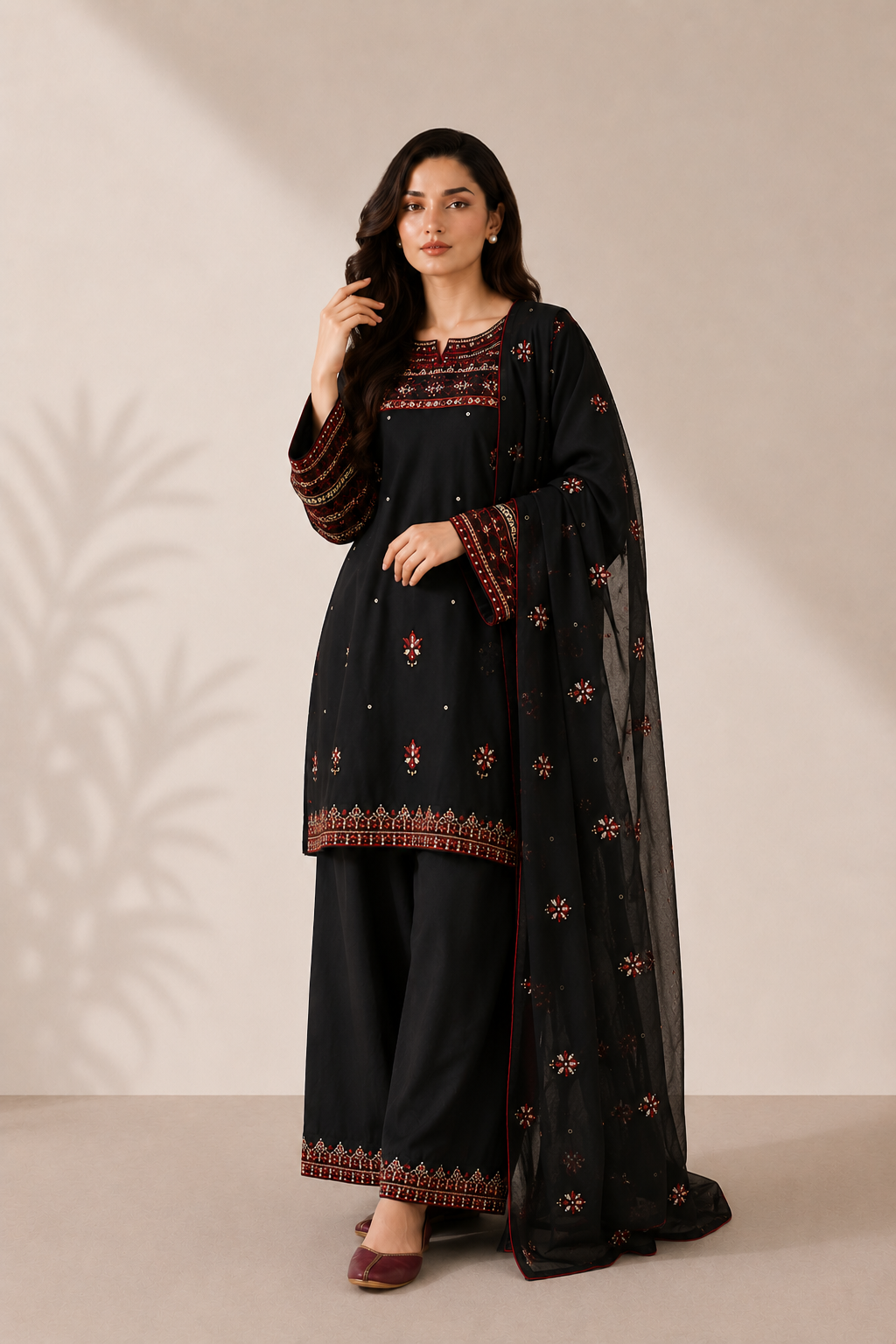 Batool 3PC Summer Embroidered Dress