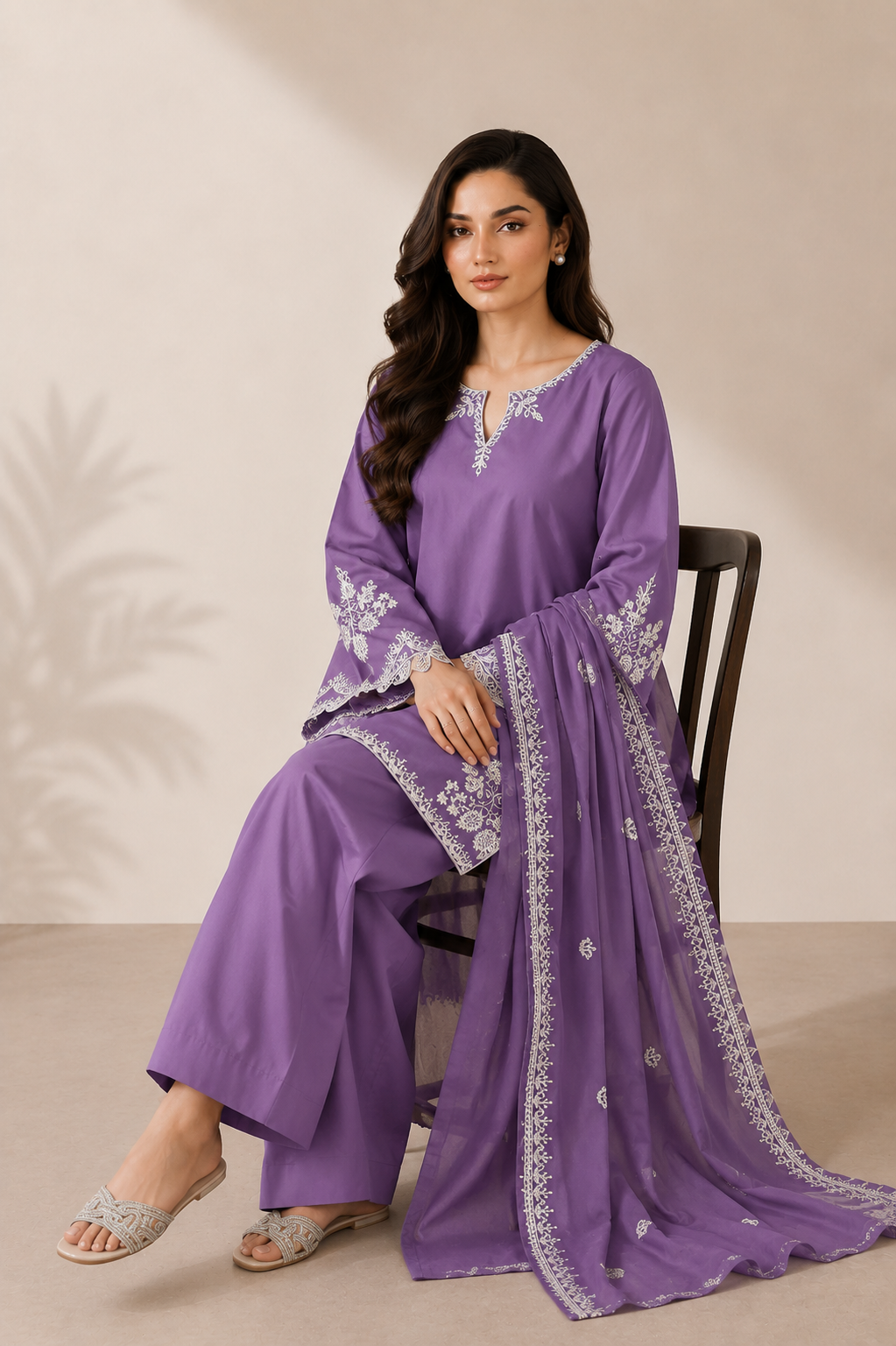 Ajwa 3PC Summer Embroidered Dress